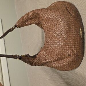 Elegant Tan Woven Leather Hobo Bag